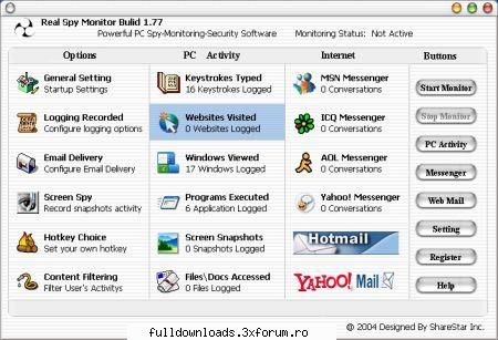real spy monitor 2.77 real spy monitor can monitor all activity including keystrokes typed, web