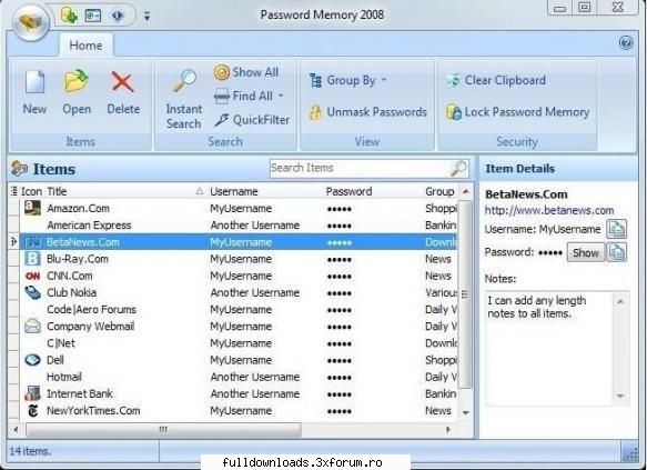 password memory 2008 1.0.1.79 you want safely encrypt and store all your passwords and able locate